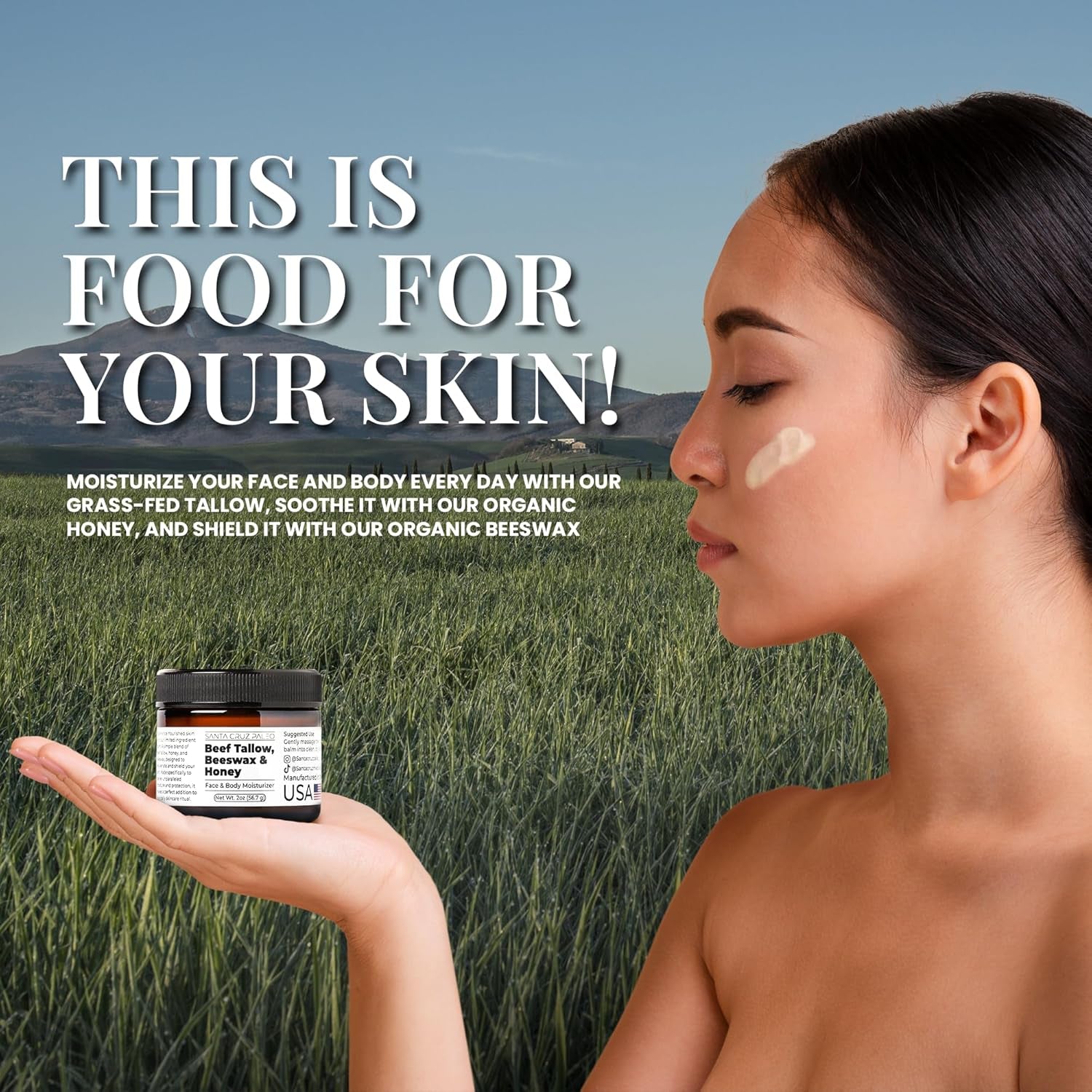 Beef Tallow for Skin, Grass Finished & Grass Fed Beef Tallow and Honey Balm Body