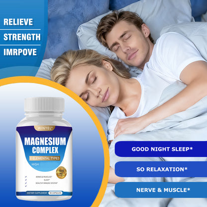 MAGNESIUM COMPLEX Wellness Capsules With Malate &amp; Glycinate And 8 ELEMENTAL MAGNESIUM, Supports Health 90 Capsules, Dietary Supplement.