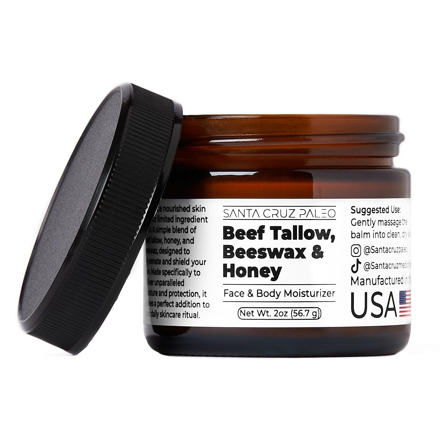Beef Tallow for Skin, Grass Finished & Grass Fed Beef Tallow and Honey Balm Body